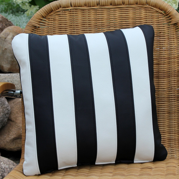 Leather cushion stripe look