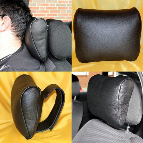 Neck-kiss leather neck pillow for relaxed long car rides